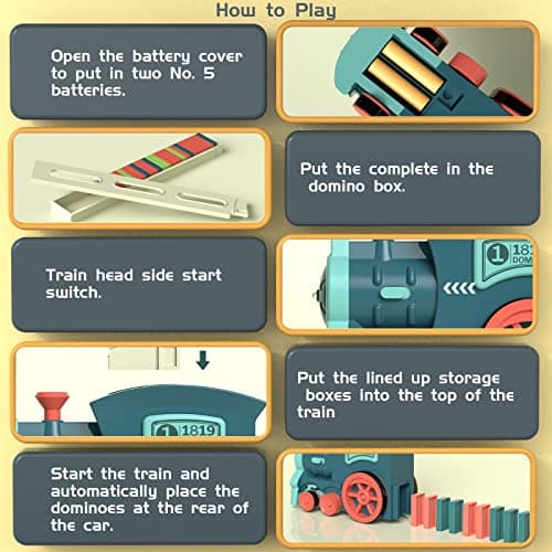 Domino Train Toys Kids Games - Automatic Stacking Creative Game 3+ Year Old - Stem Montessori Toy for Boys 4-6 - Summer Autistic Christmas Birthday Gifts 5 6 Toddler Ages 4-8