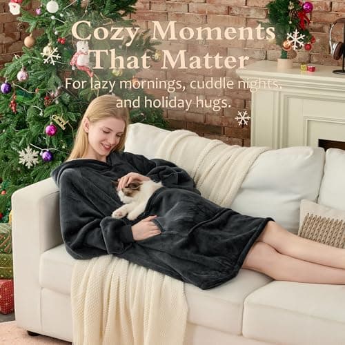 Krifey Wearable Blanket Hoodie, Oversized Sherpa Hooded as Birthday Gifts Christmas Gifts for Mom Women Girlfriend Men, Cozy Sweatshirt with Giant Pocket