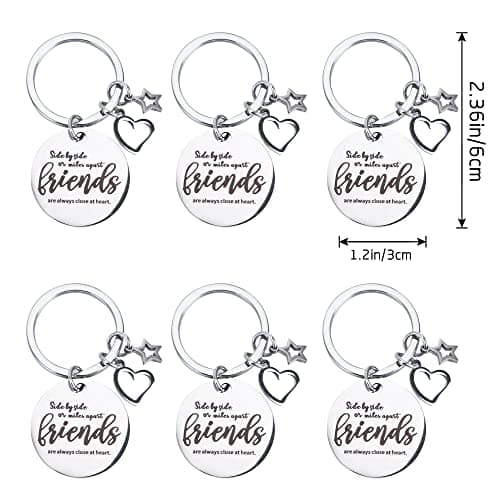 Kolewo4ever 12pc Friend Appreciation Gift Set: 6 Cosmetic Bags & 6 Keychains, White, Letter Print, Zipper Closure, Lightweight, Easy to Clean, Durable, Women Adults, Gift, Travel, Organization