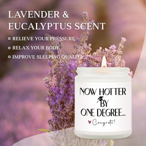 Graduation Gifts for Women, Her- Handmade Lavender Natural Soy Wax Candle (7oz)- 2025 College, Phd, Masters Degree Graduation Gifts for Him