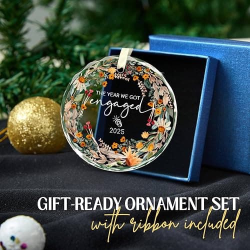 Engagement Gifts for Couples - The Year We Got Engaged 2025 Glass Ornament – Just Engagement Present Ideas for Newly Engaged Women, Bride to Be, Fiance, Friend, Daughter,Christmas Engage Ornamnet