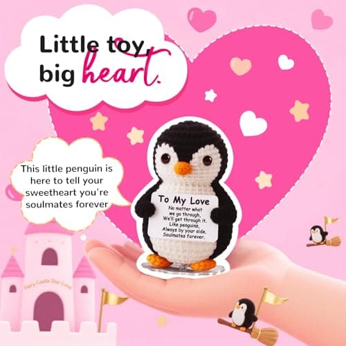 Love Crochet Couples Gifts for Boyfriend Girlfriend, Positive Emotional Support Handmade Penguin Crochet,Birthday Valentine's Day Wedding Anniversary Romantic Men Women, I Love You Gift for Him Her