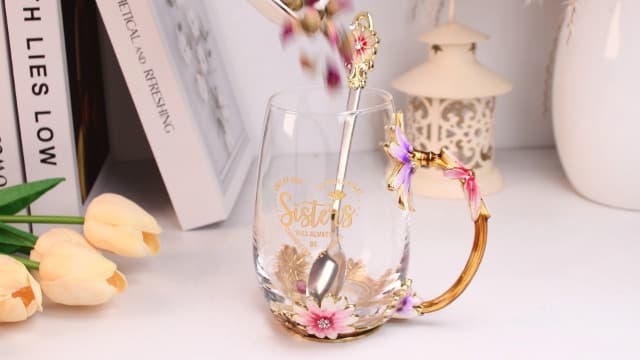 OEAGO Sisters Gifts from Sister for Women Elegant Tea Cup Unique Christmas Birthday Gifts for Sister, Little,Big,in Law