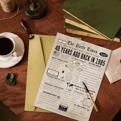 Ziwenhu Big 40th Birthday Card Gift for Men Women or Him Her, Happy 40 Year Old Birthday Greeting Card for Mom Dad, Vintage 40th Birthday Decorations for Husband Wife