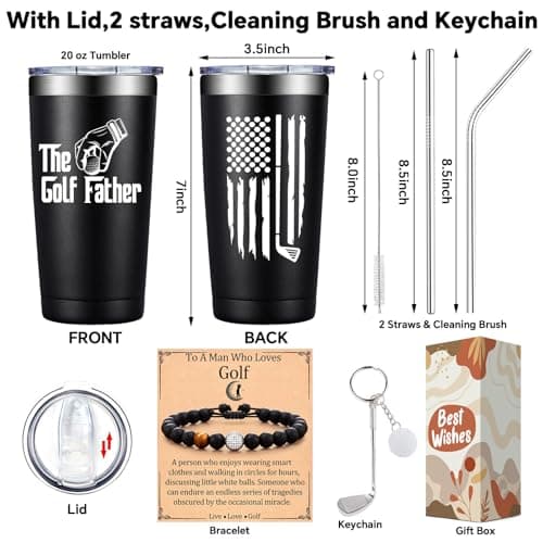 Grifarny Golf Gifts for Men - Fathers Day Golf Gifts for Dad, Grandpa, Papa, Husband, Golfers, Golfing Lovers - The Golfs Father Tumbler Mug 20oz