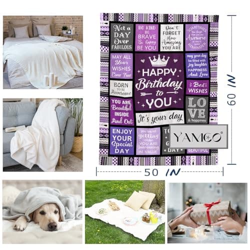 Yamco Birthday Gifts for Women - Happy Birthday for Woman Throw Blanket 60"x50" - Women's Birthday Gifts Unique - Cool Presents for Her Birthday - Female Bday Gift Ideas Friendship - Bday Decorations