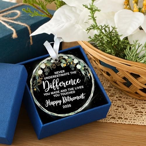 HEXMOZ Retirement Gifts - Retirement Gifts for Women, Men 2025 - Retired Ornament 2025 - Retired Gift for Coworker, Boss, Employee, Teacher, Nurse, Woman, Man - Glass Christmas Ornament Keepsake
