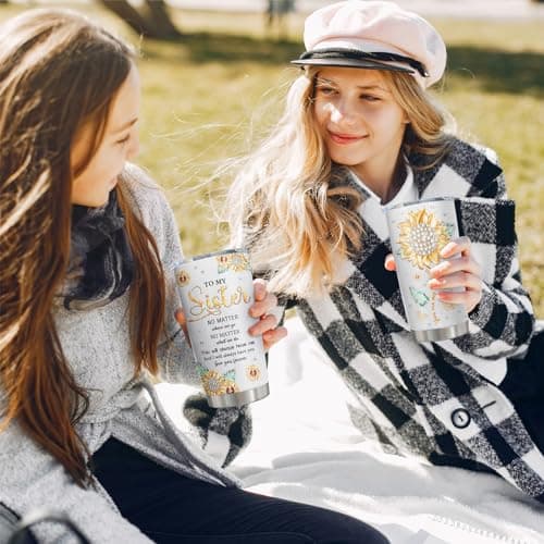 Muilzon Best Big/Little Sister Gifts from Sisters Tumblers 20oz - Cool/Funny Gifts for Sister from Brother Coffee Mug - Christmas Mothers Day Birthday Gift Ideas for Sis Cup