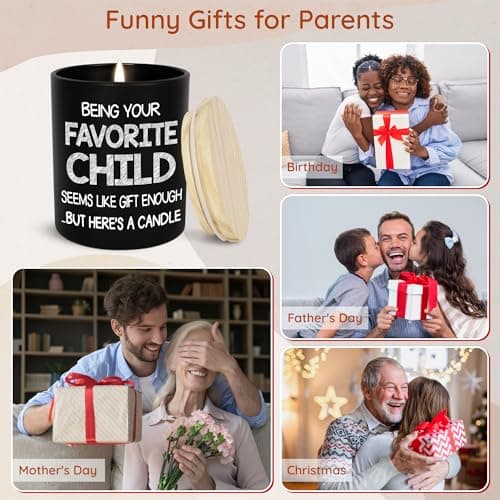 TEEZWONDER Birthday Gifts for Mom - Favorite Child Scented Candle Vanilla Lavender 10 oz - Christmas Funny Gifts for Mom Dad from Daughter Son, Grandma Grandpa Gift Ideas, Candle for Parents