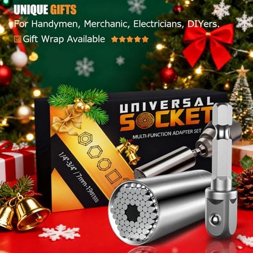 Super Universal Socket Tools Gifts for Men - Christmas Stocking Stuffers for Men Grip Socket Set with Power Drill Adapter Cool Stuff Ideas Gadgets for Him Birthday Gifts for Dad Women Husband (7-19mm)