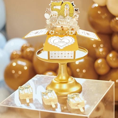 Asmallgf Happy 50th Anniversary Pop Up Card, Comfort Fifty Year Golden Wedding Anniversary Cards for Couple, Perfect Anniv Card for Couple Husband Wife