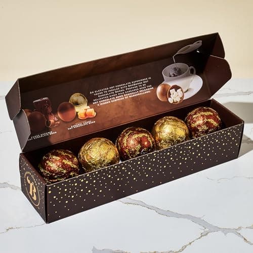 BomBombs, Hot Chocolate Bombs, Includes Fudge Brownie and Caramel Candy Cocoa Bombs Filled with Marshmallows, Pack of 5