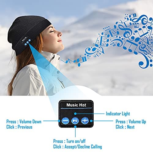 Stocking Stuffers Gifts for Men, LED Bluetooth Beanie Hat, Christmas Birthday Gifts for Men Dad Him Husband Grandpa, White Elephant Gifts for Adults, Camping Hiking Accessories Cool Gadgets