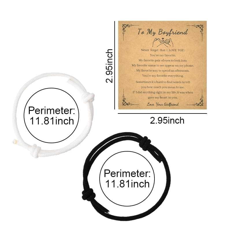 Couples Bracelets for Him and Her Bond Bracelet Long Distance Relationship Gift Ideas Adjustable Bracelets for Men Women