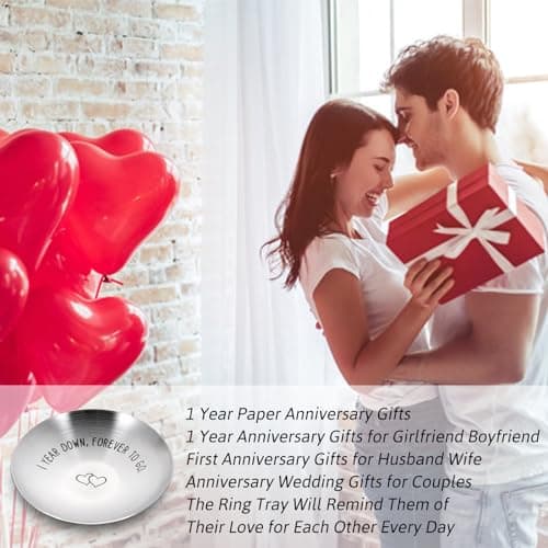 1 Year Anniversary for Him Her One Year Paper Anniversary Ring Holder First Anniversary Wedding Gifts for Husband Wife 1st Anniversary Dating Gift for Couples Boyfriend Girlfriend Birthday Christmas