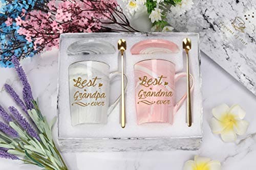 Best Grandma Grandpa Ever Mug Best Grandparents Mugs New Grandparents Mugs Birthday Mothers Day Gifts for Grandma and Grandpa from Granddaughter Grandson Grandchildren Grandkids 14 Ounce Gift Box