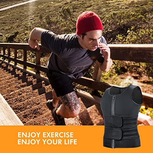 Sauna Vest Waist Trainer for Men - Mens Sauna Suit Double Sweat Belt Body Shaper for Gym Workout Exercise