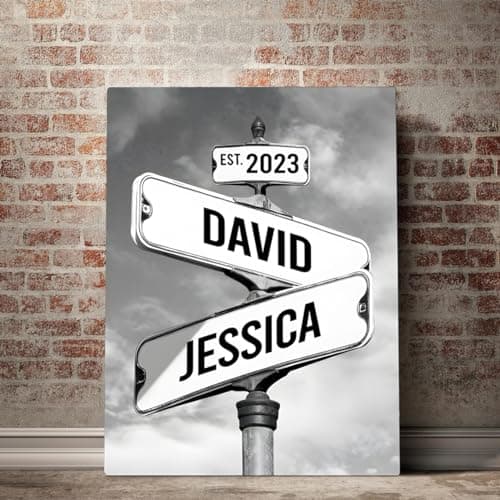 Personalized Vintage Street Sign For Couples Canvas, Best Gift For Сouple, Christmas Gifts for Her Him, Valentines Day Gift for Girlfriend Boyfriend, Wedding Anniversary Street Art Canvas Or Poster