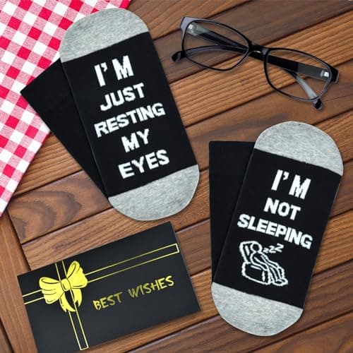 Dealswin Birthday Gifts for Men Dad Fathers Him Husband, I'm Not Sleeping I'm Just Resting My Eyes Socks