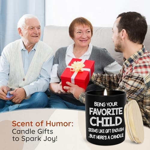 TEEZWONDER Birthday Gifts for Mom - Favorite Child Scented Candle Vanilla Lavender 10 oz - Christmas Funny Gifts for Mom Dad from Daughter Son, Grandma Grandpa Gift Ideas, Candle for Parents