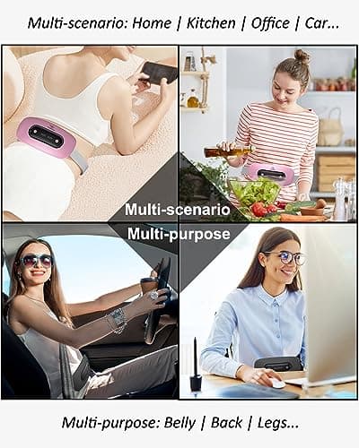 Electric Heating Pad, Portable Cordless Menstrual Heating Pad with 4 Heat Levels and 4 Massage Modes, Fast Large Heating Belly Wrap Belt for Cramps, Back Pain Relief Gifts for Women Girls Her (Pink)