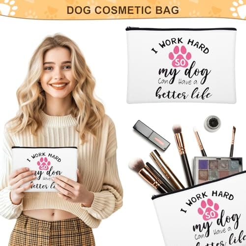 Dog Mom Dog Lover Gifts for Women, 20oz Wine Tumbler Set with Makeup Bag & Natural Stone Paw Bracelets & Socks for Women - Perfect for Birthdays, Mothers Day & Christmas