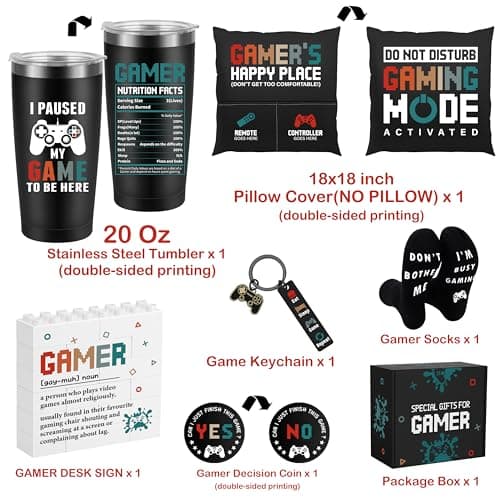 Gamer Gifts for Men Boyfriend Dad Brother, Gaming Accessories for Room, Gaming Stuff, Christmas Gifts for Friend- Gamer Gift Set Box