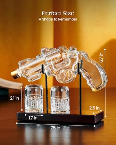 Birthday Gifts for Men Dad, Kollea Gun Whiskey Decanter Set with Shot Glass, Cool Anniversary Christmas Gifts Ideas for Him Husband Brother, Funny Military Retirement Present, Home Bar Drinking Party