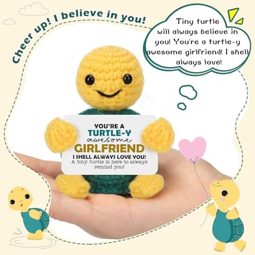 Girlfriend Gifts for Her, To My Love Birthday Anniversary Wedding Graduation Gift for Girlfriend Her from Boyfriend, Romantic I Love You Gift for Girlfriends, Handmade Positive Crochet Animals Turtle