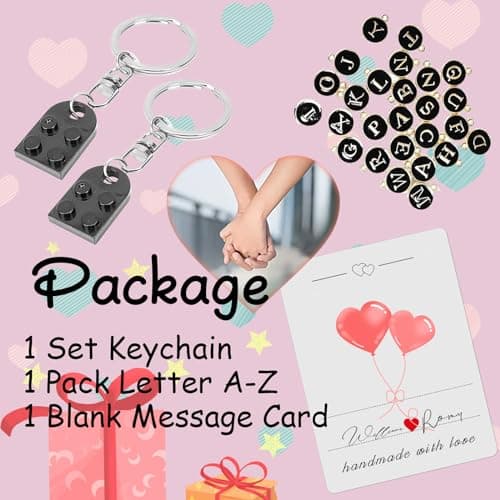 Personalized Brick Matching Heart Keychains - Valentine's Gifts for Mom, Dad, Couple, Boyfriend, Girlfriend, Lovers