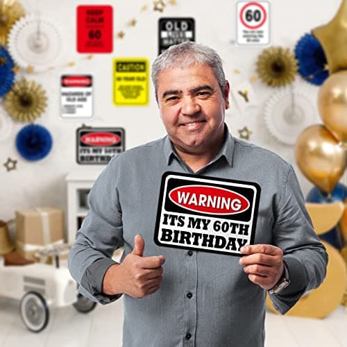 WERNNSAI 60th Birthday Decorations - 9 PCs 60 Years Funny Signs 60s Decorations, 60th Party Yard Garden Banner Table Centerpieces Door Wall Windows Signs Picture Props for Men Women, Happy Bday Old Decor