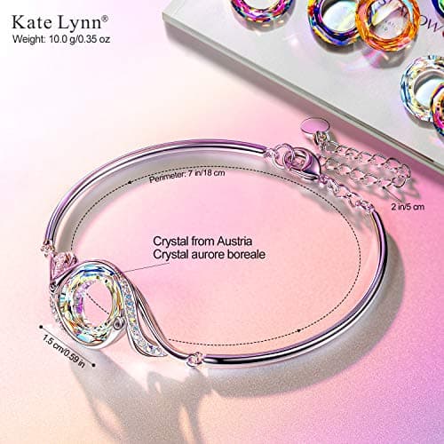 Kate Lynn "Rise From the Ashes" Phoenix Bracelet Made with Crystals from Austria, Adjustable Bangle Bracelet for Women 7"+2", Packaged with Jewelry Box, Birthday Gift for Women, Symbol of Luck and Renewal