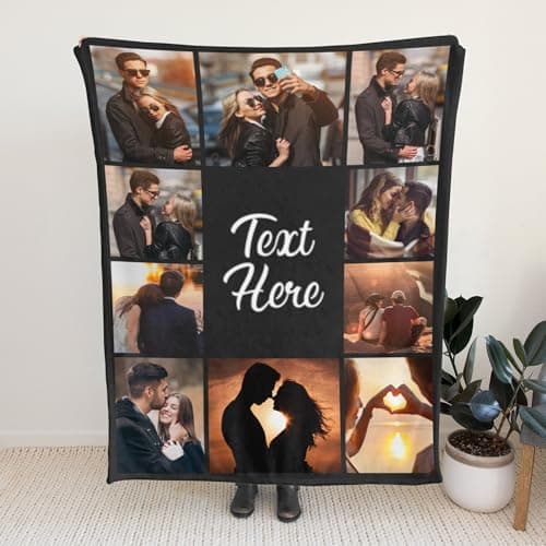 Custom Blanket with Picture Text Customized Thow Blankets Personalized Blanket Customizable Blanket Photo Blankets Customize Gifts for Mom Dad Couple Girlfriend Boyfriend Wife Husband