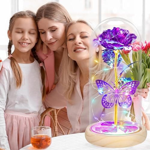 QUNPON Mothers Day Rose Gifts for Mom Flowers Rose Gifts for Women,Birthday Gifts for Women,Purple Butterfly Flowers for Mom Mother Day Flower Gifts from Daughter Son,Gift for Sister,Her,Grandma,Wife