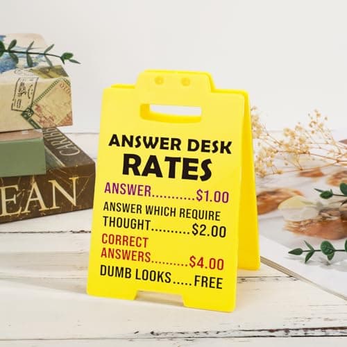 MBL Funny Office Decor Accessories - Answer Desk Rates, Gag Fun Cubicle Decoration Plaque Sign Gifts for Women Men Coworker Teammate Teacher Employee Bosses Appreciation Boss Day White Elephant