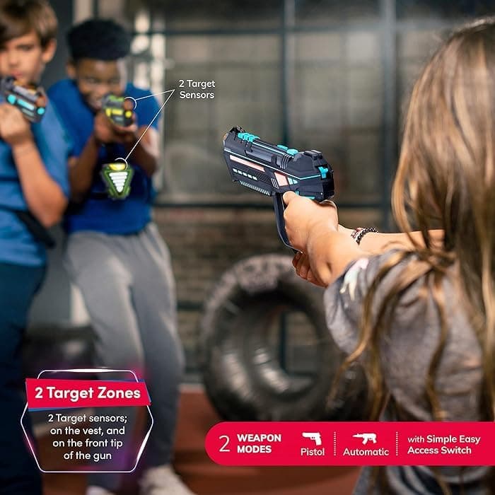 Squad Hero Rechargeable Laser Tag for Kids, Teens & Adults - Boys Gifts - Blasters & Vest Sensors - Fun Ideas Age 8+ Year Old Toys - 4 Set - Lazer Teen Boy Game Boys & Girls Outdoor Teenage Activities