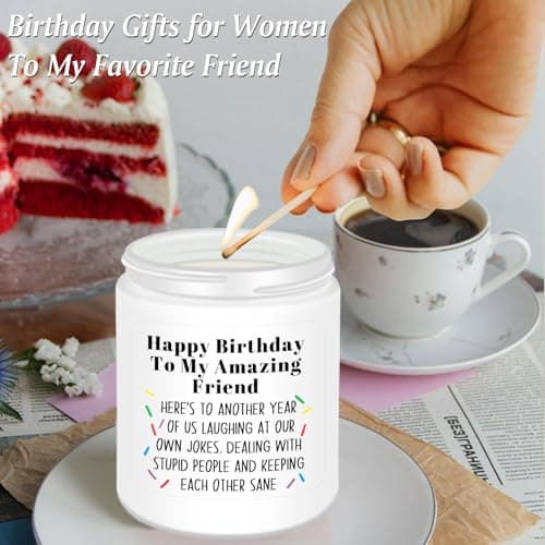 Homsolver Best Friend-Birthday Gifts for Women Men, Funny Friendship Gifts for Woman Candles, Birthday Gift for Friends Sister Bestie BFF Coworker Classmate, Funny Scented Candles
