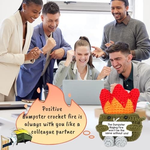 Funny Dumpster Crochet Fire, Bosses Day Gifts for Women Men Boss, Christmas Thank You Appreciation Gifts for Coworker Teacher Friend, Birthday Retirement Farewell Moving Going Away Gift Desk Decor