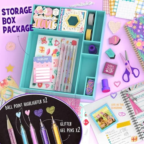 2-Pack DIY Journal Kit for Girls -Christmas Birthday Gifts for Girls 8 9 10 11 12 13 14 Years Old - Arts & Crafts for Teens Trendy Stuff - Scrapbook & Diary Supplies Toys Set