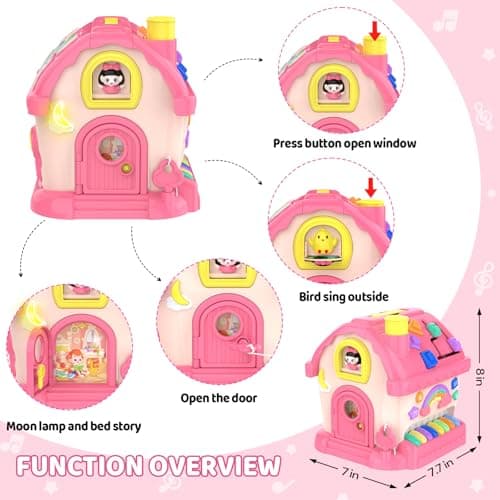 Montessori Toys for 1 Year Old Girl Gifts, 12-in-1 Musical House Toddler Learning Toys for 1-2, 1st First Birthday Gifts for Girls and Boys Baby 6-12 12-18 6-24 Months