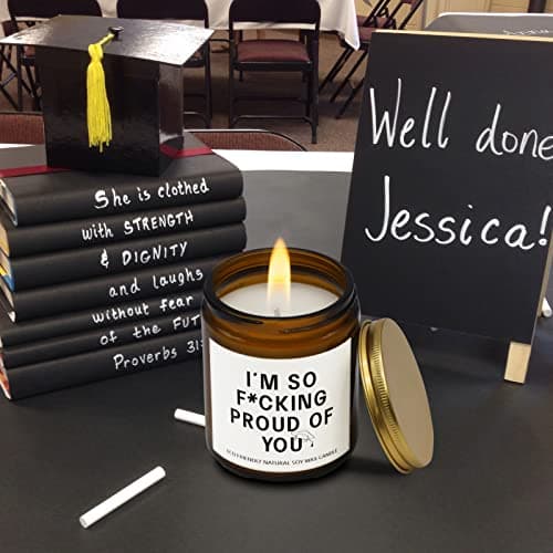 Funny Graduation Gift for Her/Him, So Proud of You Graduation Candle for Party Decorations, Gardenia Scented Candle High School College Grad Gift