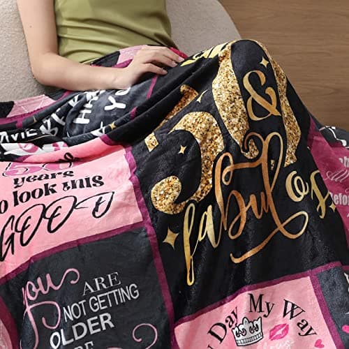 50 Birthday Gifts for Women, 50th Birthday Blanket with Gift Box, 50th Birthday Decorations Gift Ideas for Her, 50 Year Old Gifts for Women Turning 50 and Fabulous