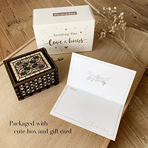 True Friendship Gifts for Women Female You are My Sunshine Wooden Music Box-True Friends are Hard to Find,I am so Grateful in Mine I Have You Keepsake Box for Friends(Black)