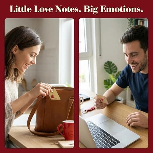 60 Love Notes For Him Her - Anniversary Card Long Distance Relationship Gifts For Boyfriend Girlfriend, Cute Couple Gifts For Valentines, Birthday, Mini Envelope Lunch Notes For Husband Wife