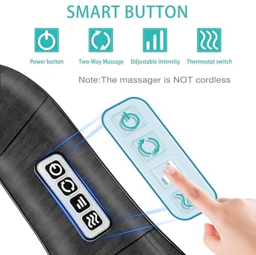 AERLANG Shiatsu Back and Neck Massager, Back Massager Deep Tissue Kneading Neck and Shoulder Massage with Heat, Electric Massage Pillow Fathers Day Gift Ideas from Daughter Son(NOT Cordless)