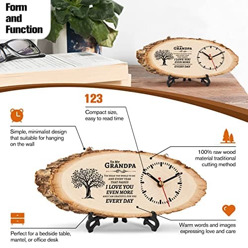 BeauGift Gifts for Grandpa Wooden Clock, Birthday Gifts for Grandpa from Granddaughter Grandchild, Best Grandpa Ever Gifts to My Grandpa Gifts