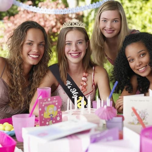 CAVETEE Gold Birthday Crown and Tiara for Women, Sash for Girls - Birthday Party Decoration