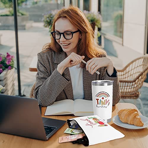 UAREHIBY 12 PCS Teacher Appreciation Gifts in Bulk, 20 OZ Wine Tumbler Teacher Gifts, Graduation Gift with Keychain,Best End of Year Teachers Gift with Cosmetic bag for Women Men