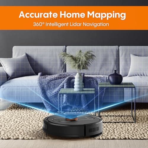 Robot Vacuum and Mop with Self-Emptying, 5000Pa Robotic Vacuum with Mapping, LiDAR Navigation, 90-Day Hands-Free Cleaning, Wi-Fi/App/Alexa Control, No-Go Zones,Ideal for Pet, Hard Floors, Carpet