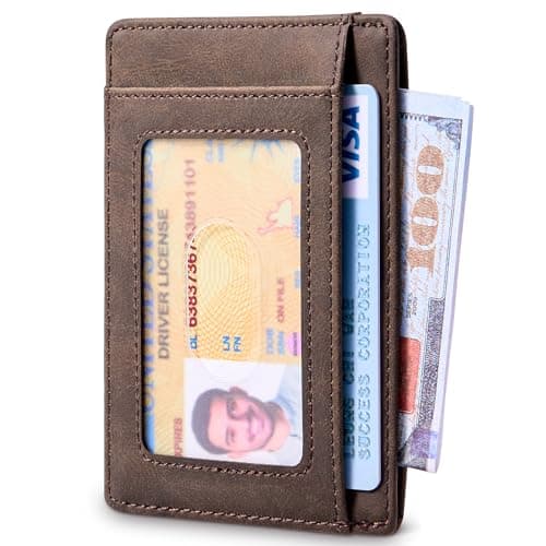 Travelambo Slim Wallet Front Pocket Minimalist Leather RFID Blocking Medium Size